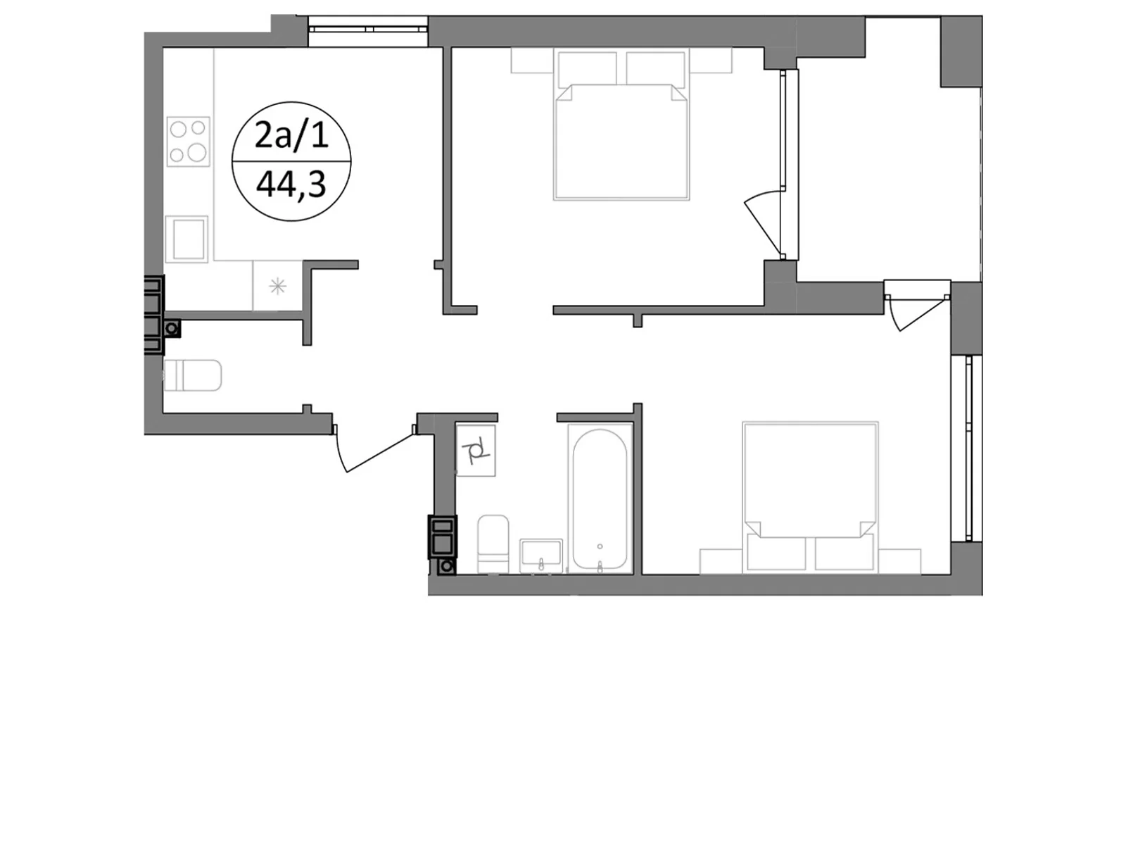 Продается 2-комнатная квартира 44.3 кв. м в Брюховичах, ул. Широкая, 22