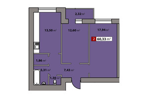 Продается 2-комнатная квартира 60.33 кв. м в Черкассах, ул. Путейко