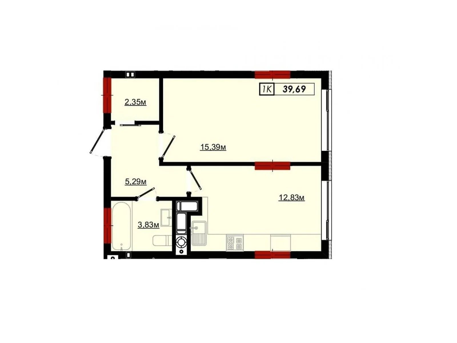 Продается 1-комнатная квартира 42 кв. м в Ивано-Франковске, ул. Кобылянской, 20