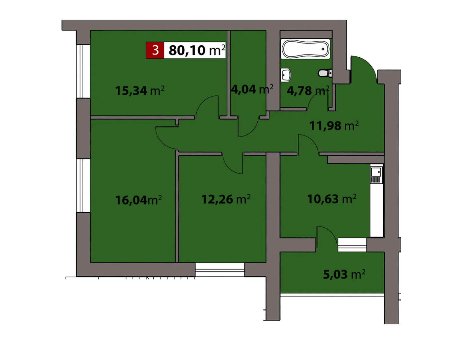 Продается 3-комнатная квартира 80.1 кв. м в Черкассах, цена: 66587 $