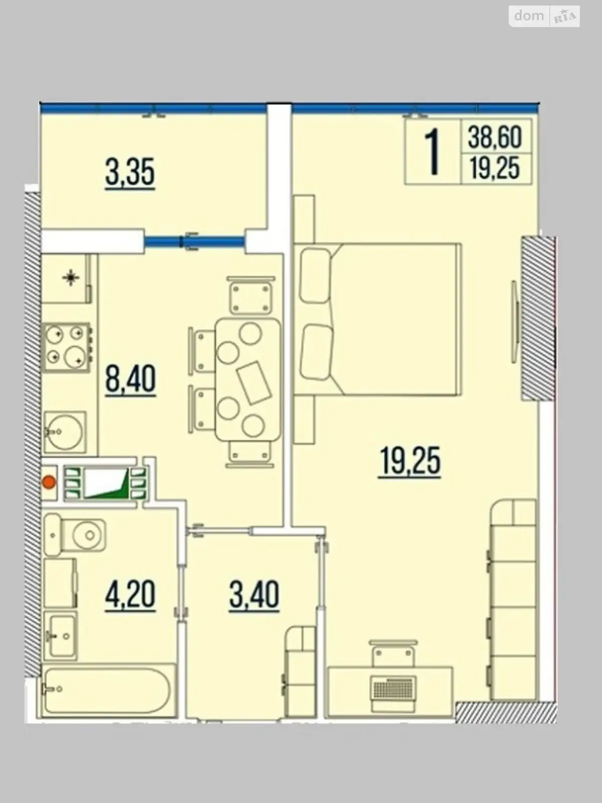 Продается 1-комнатная квартира 40 кв. м в Одессе