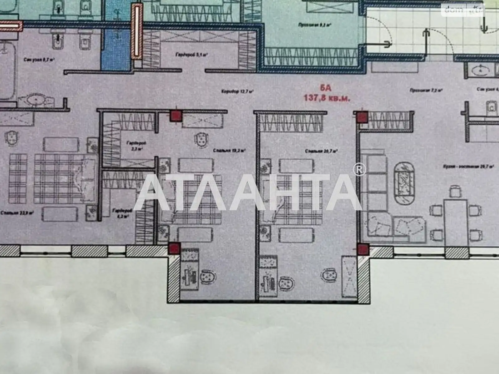 Продається 3-кімнатна квартира 142 кв. м у Одесі, Южносанаторный