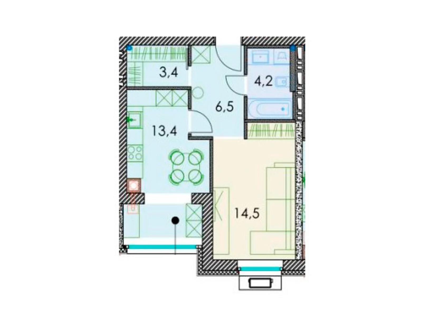 Продається 1-кімнатна квартира 43.4 кв. м у Дніпрі, вул. Призаводська, 24