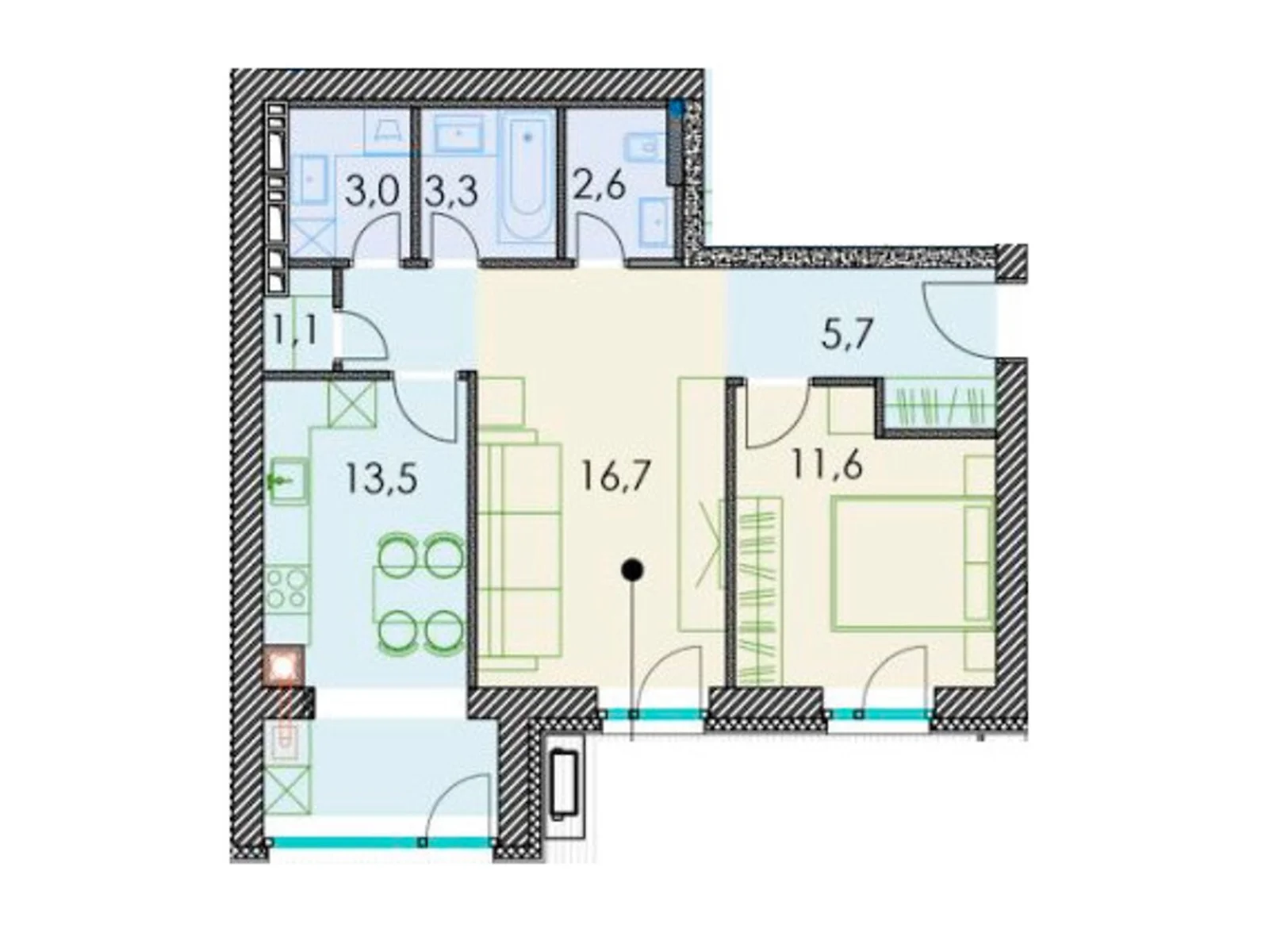 Продается 2-комнатная квартира 62.2 кв. м в Днепре, ул. Призаводская, 24