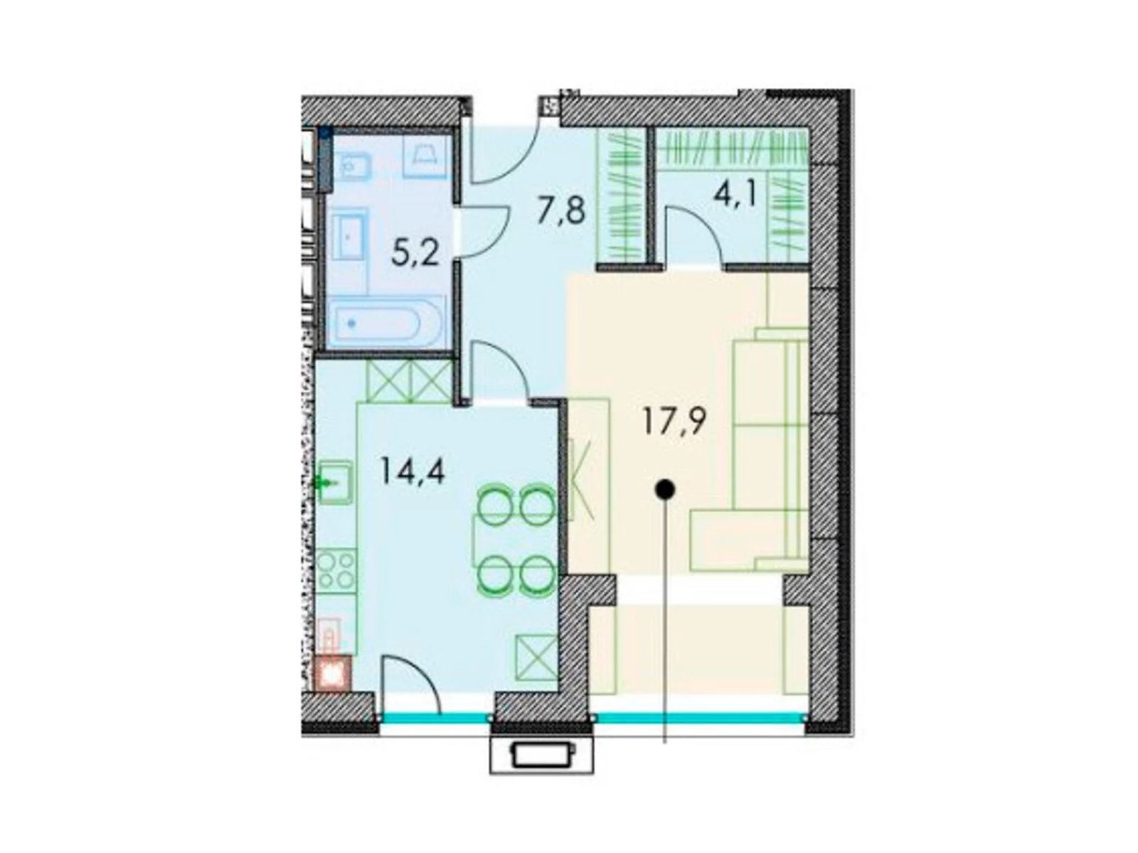 Продается 2-комнатная квартира 50.7 кв. м в Днепре