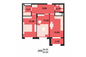 Продается 2-комнатная квартира 63 кв. м в Черновцах, цена: 51660 $