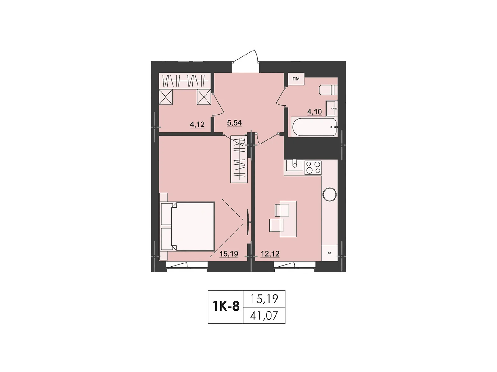 Продається 1-кімнатна квартира 41.07 кв. м у Чернівцях, цена: 50927 $