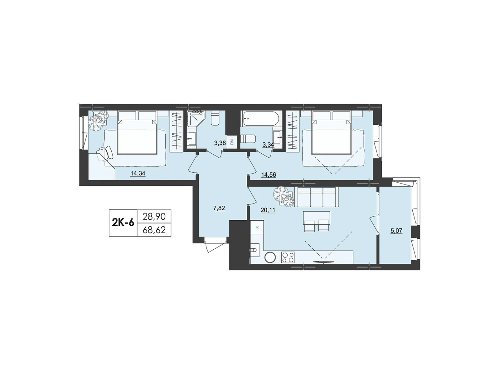 Продается 2-комнатная квартира 68.62 кв. м в Черновцах, цена: 75482 $