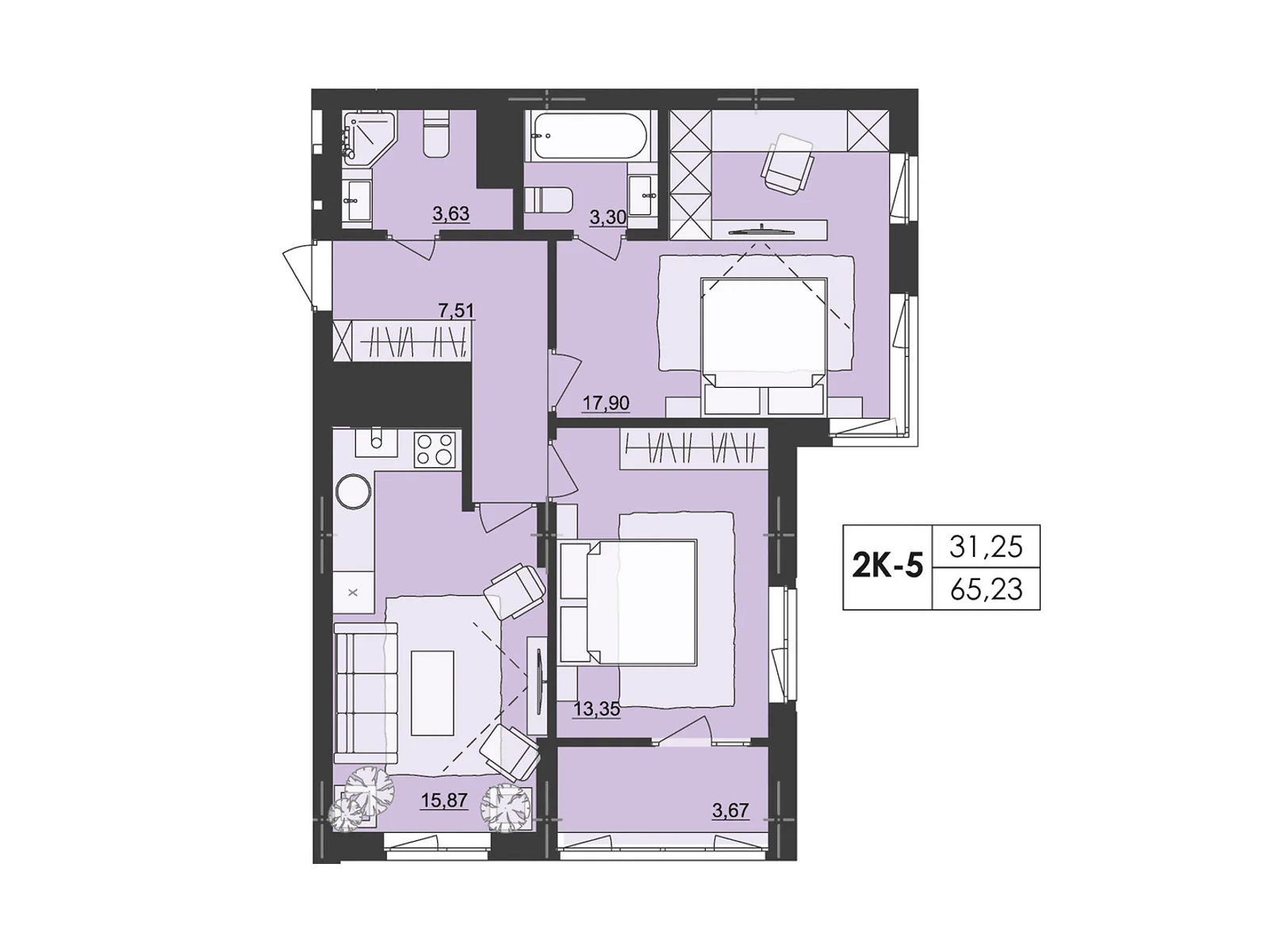 Продается 2-комнатная квартира 65.23 кв. м в Черновцах, цена: 71753 $