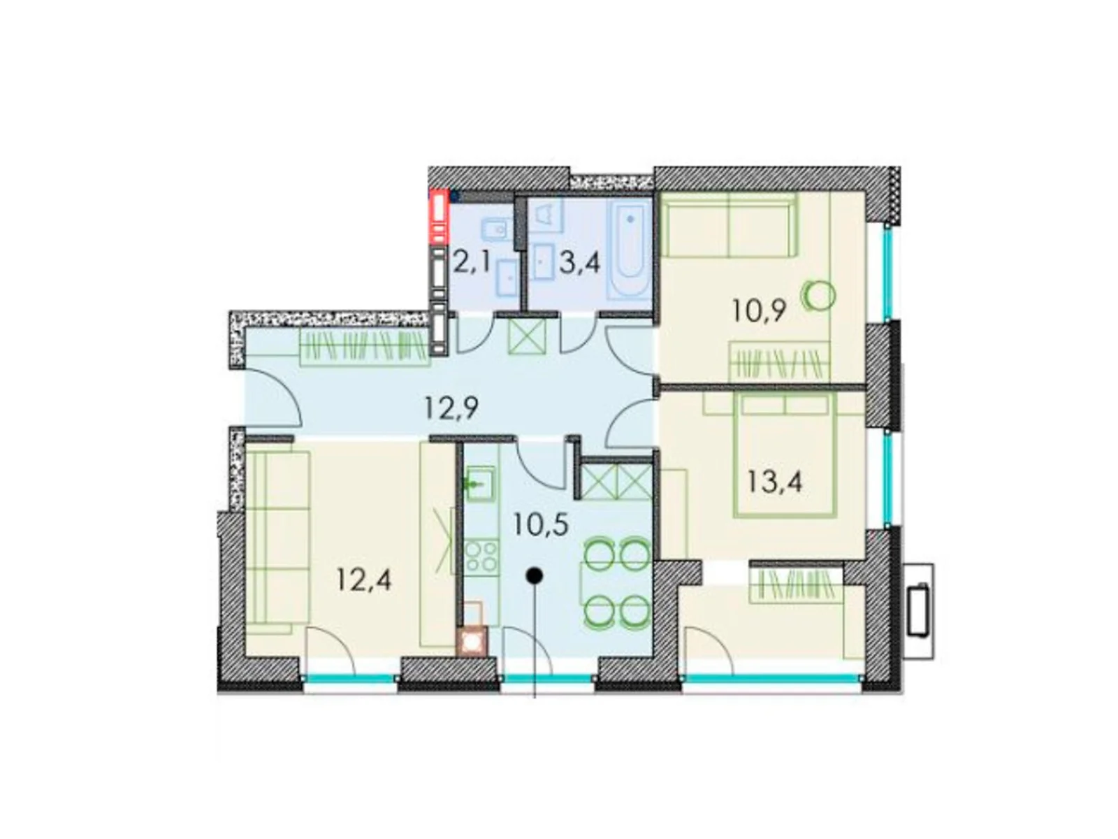 Продается 3-комнатная квартира 68.3 кв. м в Днепре, ул. Призаводская, 24