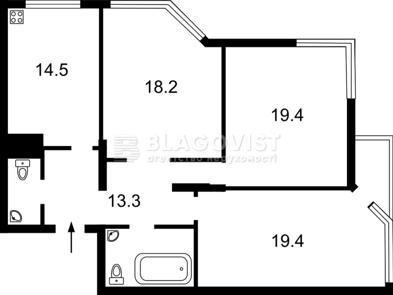 Продается 3-комнатная квартира 93 кв. м в Киеве, ул. Верховинная, 41