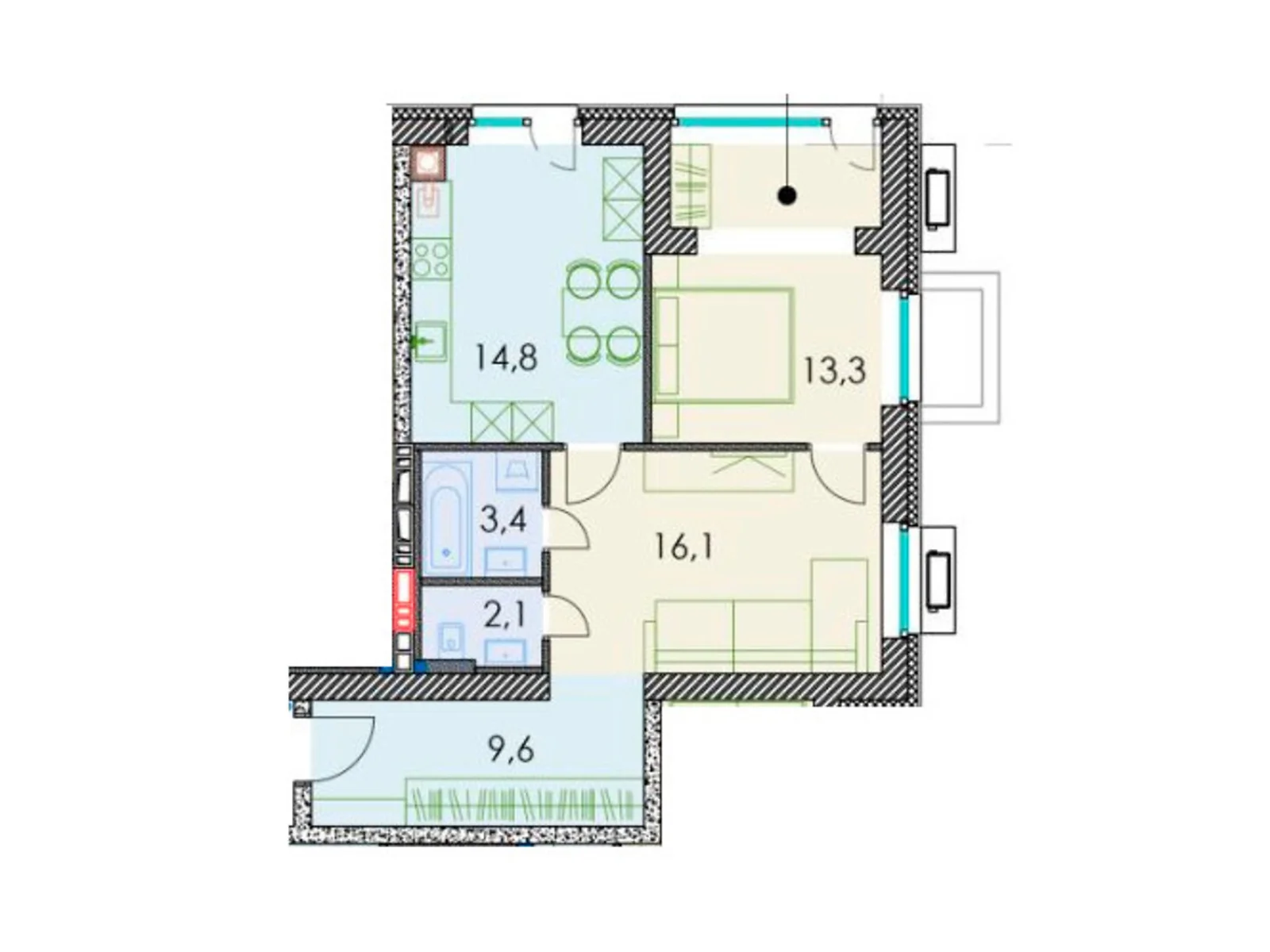 Продается 2-комнатная квартира 60.6 кв. м в Днепре, ул. Призаводская, 24