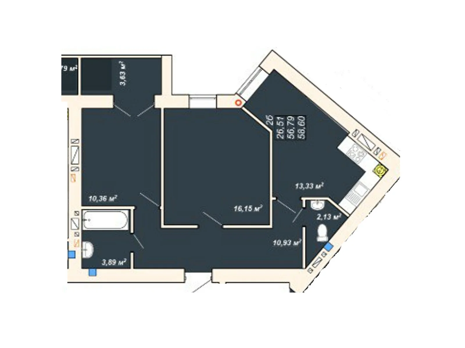 Продается 2-комнатная квартира 58.6 кв. м в Ивано-Франковске, ул. Ленкавского - фото 1