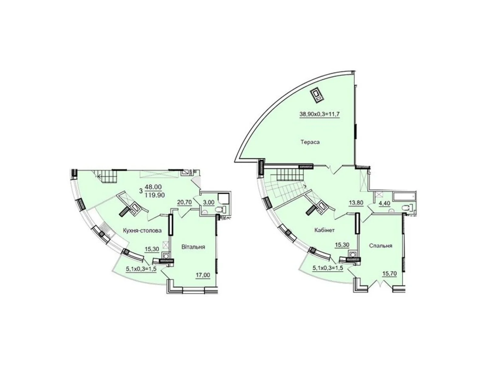 Продается 3-комнатная квартира 118 кв. м в Черновцах, ул. Герцена, 91