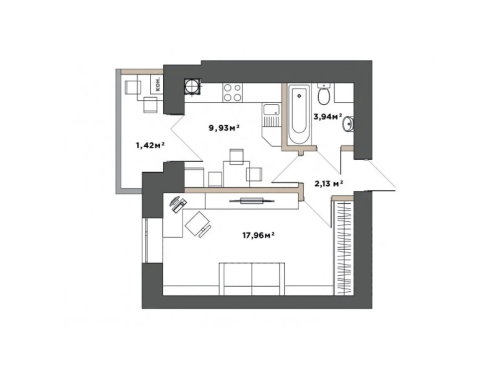 Продается 1-комнатная квартира 35.38 кв. м в Софиевской Борщаговке, ул. Санаторная, 20