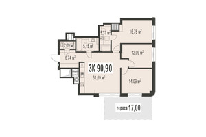 Продается 3-комнатная квартира 90.9 кв. м в Ивано-Франковске, ул. Гетьмана Ивана Мазепы