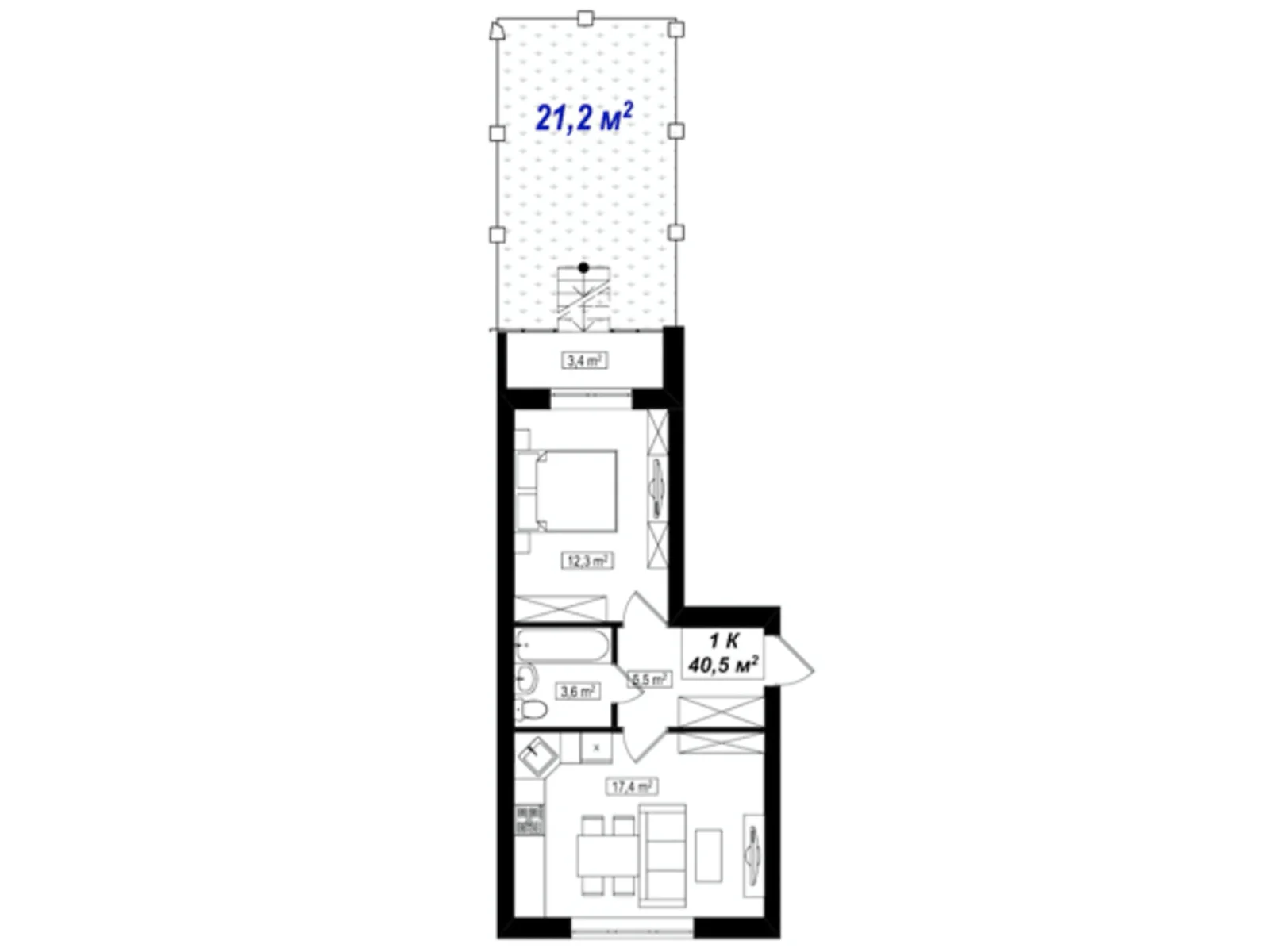 Продается 1-комнатная квартира 40.5 кв. м в Киево-Святошинске, цена: 26330 $