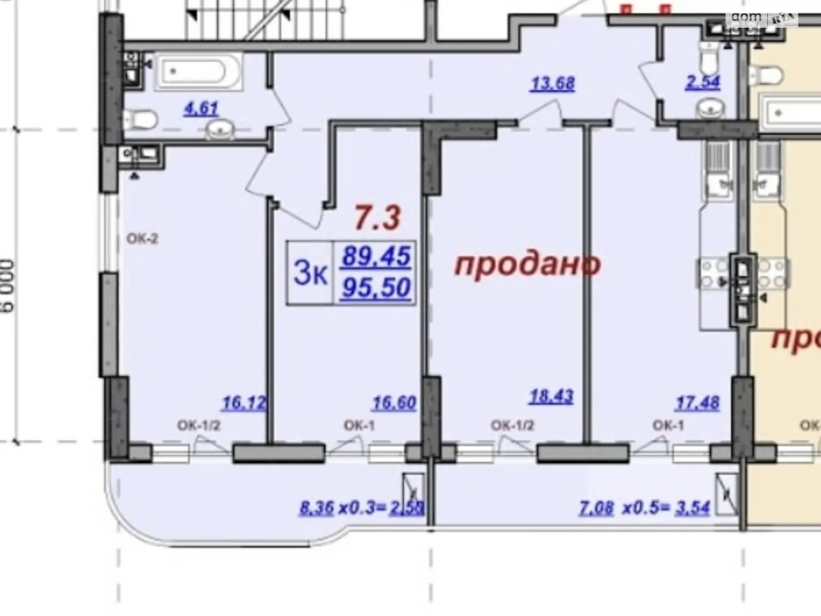 Продается 3-комнатная квартира 100 кв. м в Одессе, пер. Клубничный