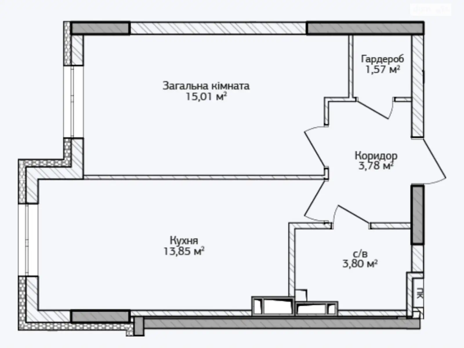 Продается 1-комнатная квартира 39 кв. м в Ирпене, ул. Литературная(Чехова), 27