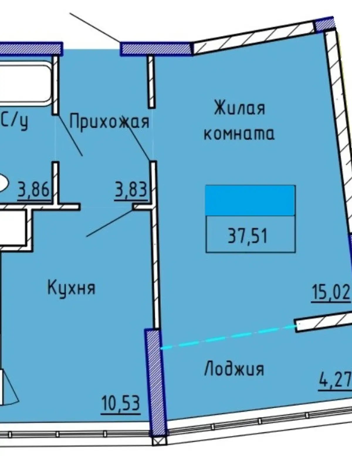 Продается 1-комнатная квартира 37 кв. м в Одессе, ул. Каманина, 1