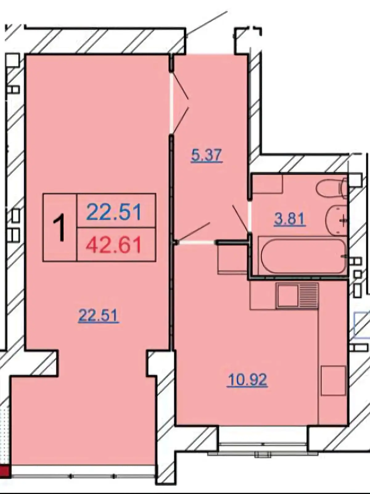 Продается 1-комнатная квартира 42.61 кв. м в Хмельницком, ул. Сечевых Стрельцов, 8Б