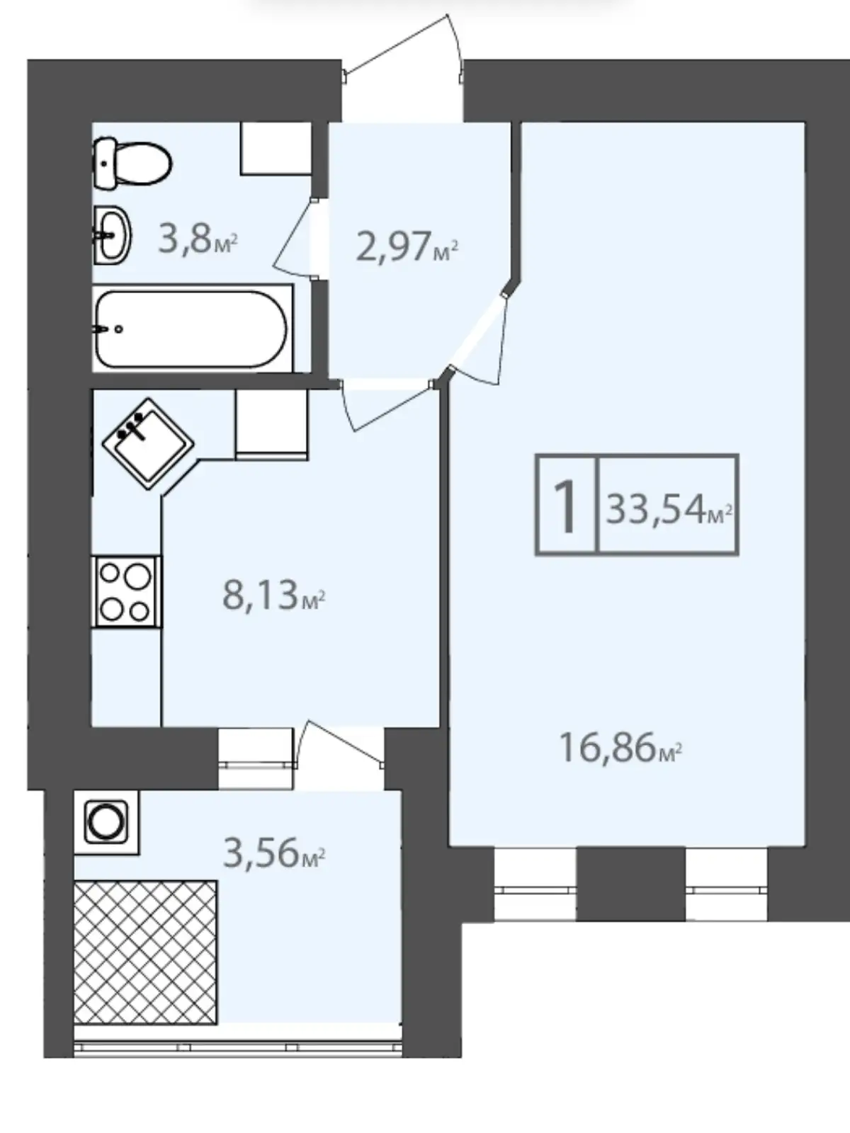 Продается 1-комнатная квартира 33 кв. м в Хмельницком - фото 1