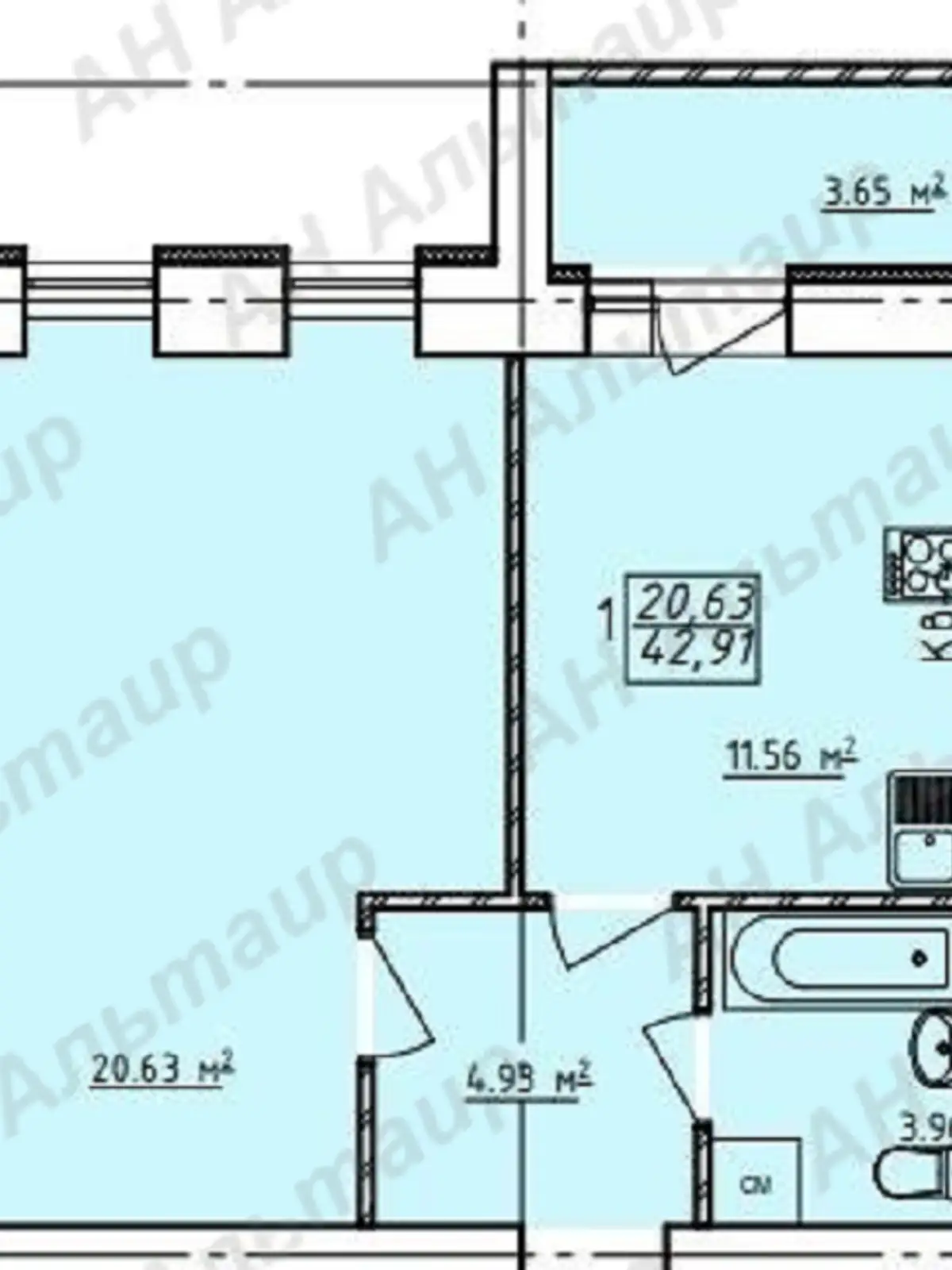 Продається 1-кімнатна квартира 43 кв. м у Харкові, цена: 26000 $