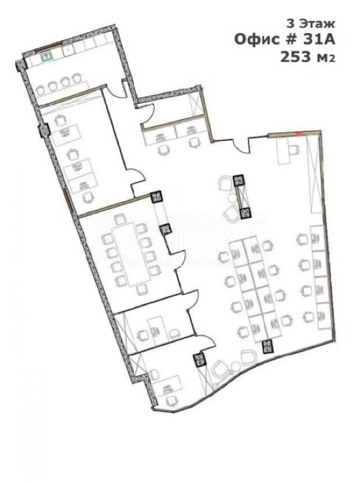 Сдается в аренду офис 152 кв. м в бизнес-центре, цена: 2432 $