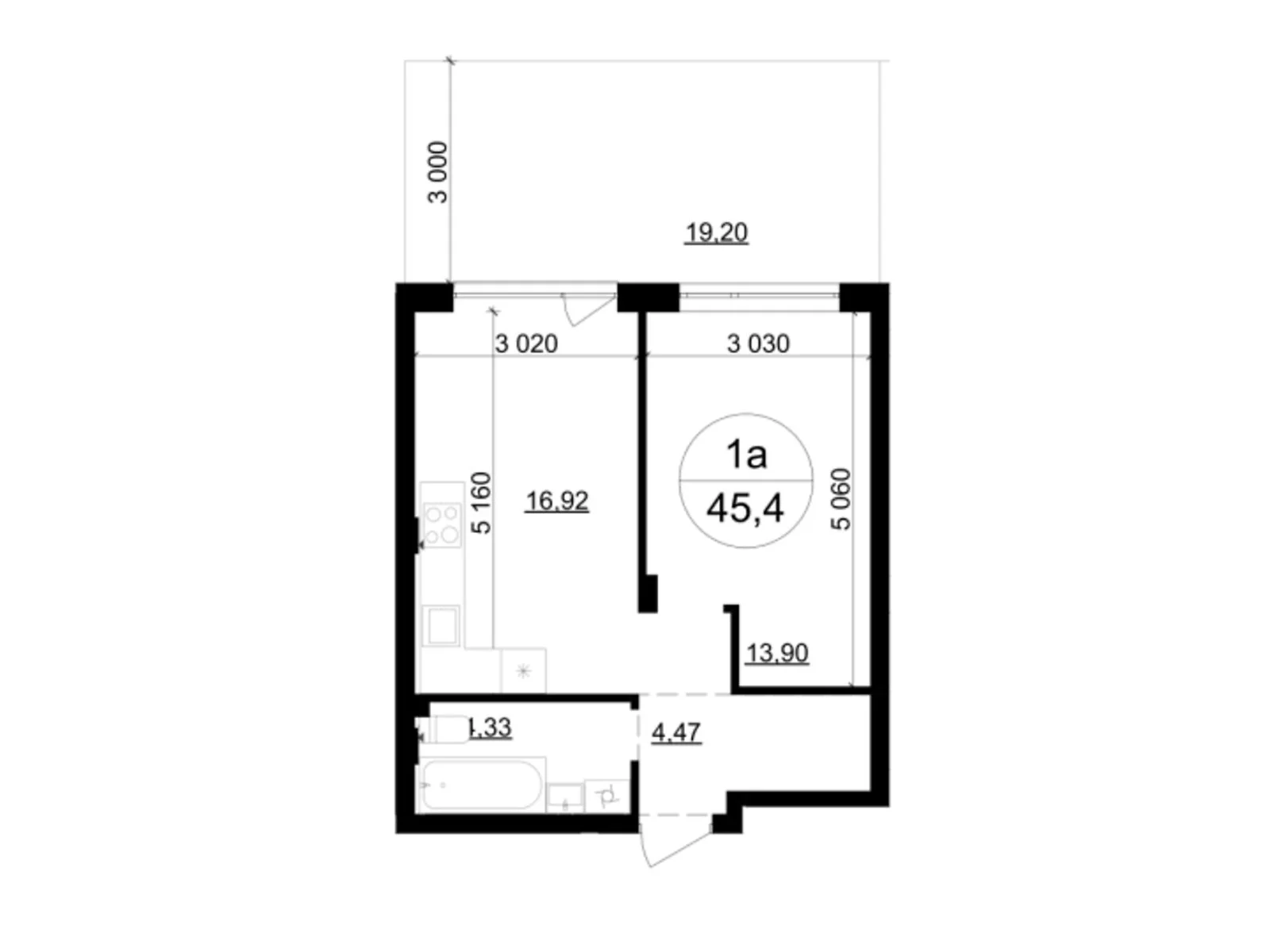 Продається 1-кімнатна квартира 45.4 кв. м у Брюховичах, вул. Незалежності, 19