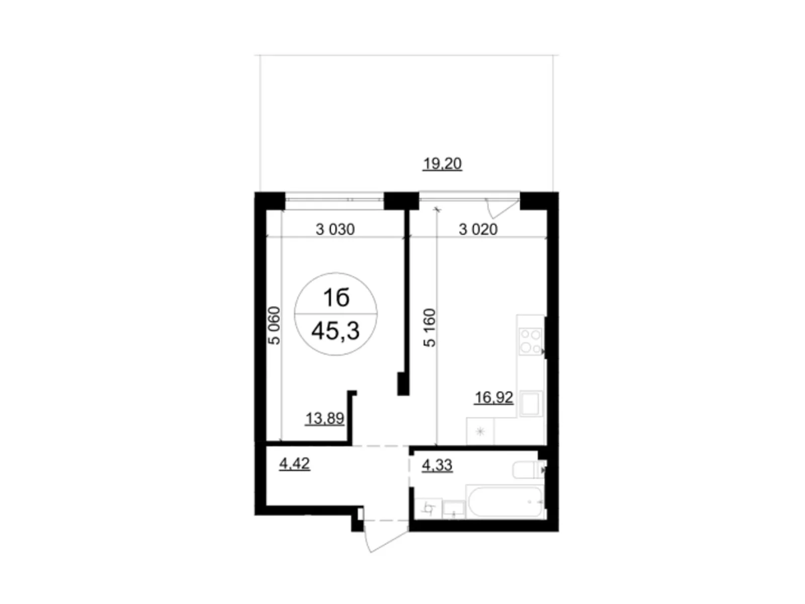 Продается 1-комнатная квартира 45.3 кв. м в Брюховичах - фото 1