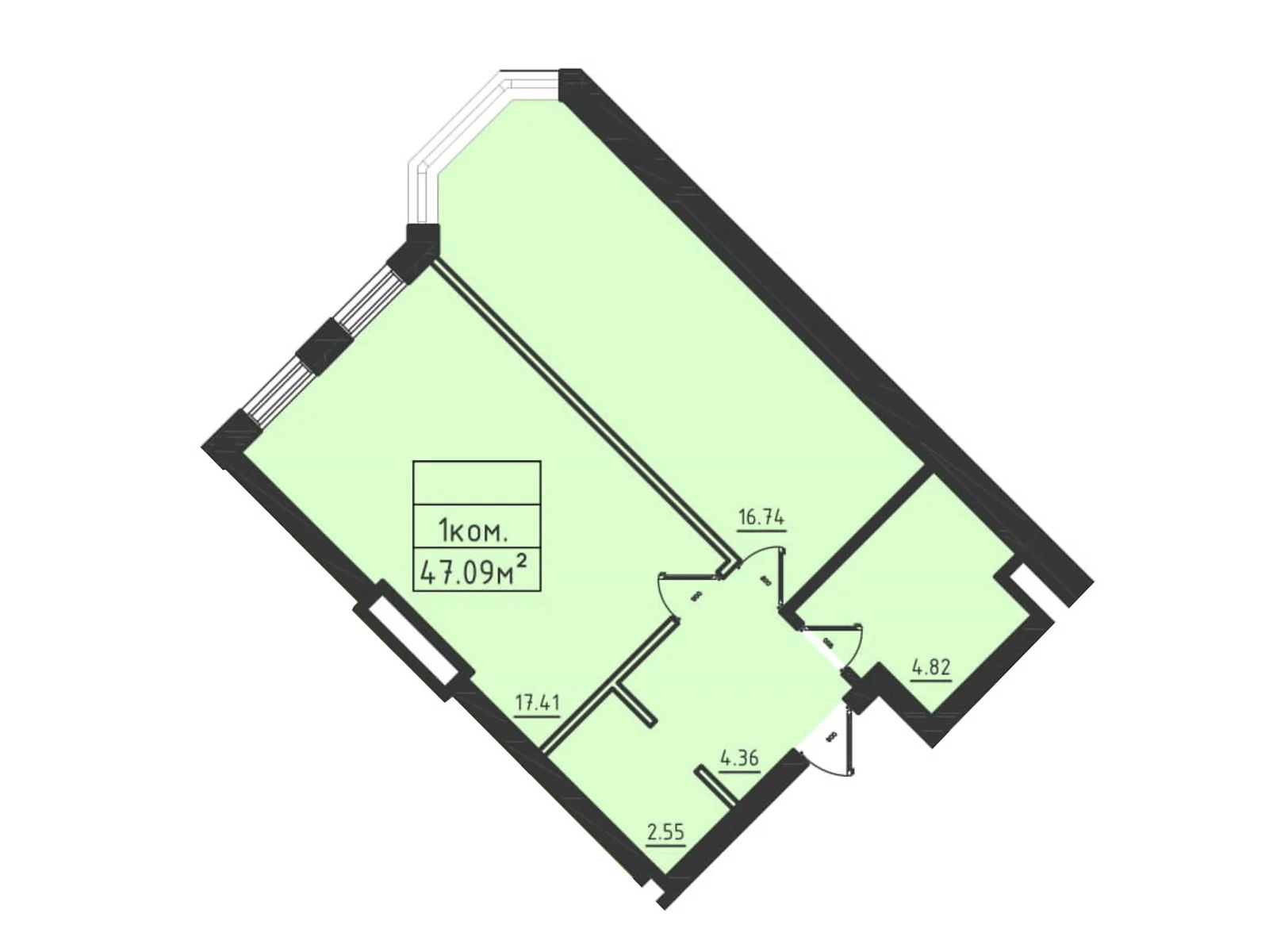 Продается 1-комнатная квартира 47.6 кв. м в Одессе - фото 1