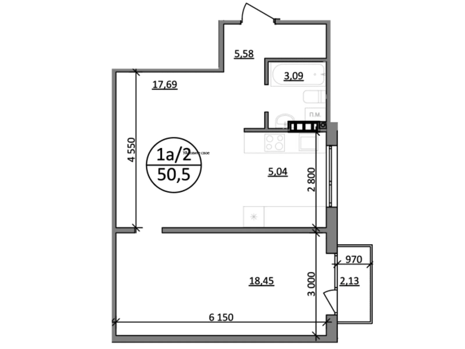 Продается 1-комнатная квартира 50.5 кв. м в Львове, цена: 35350 $