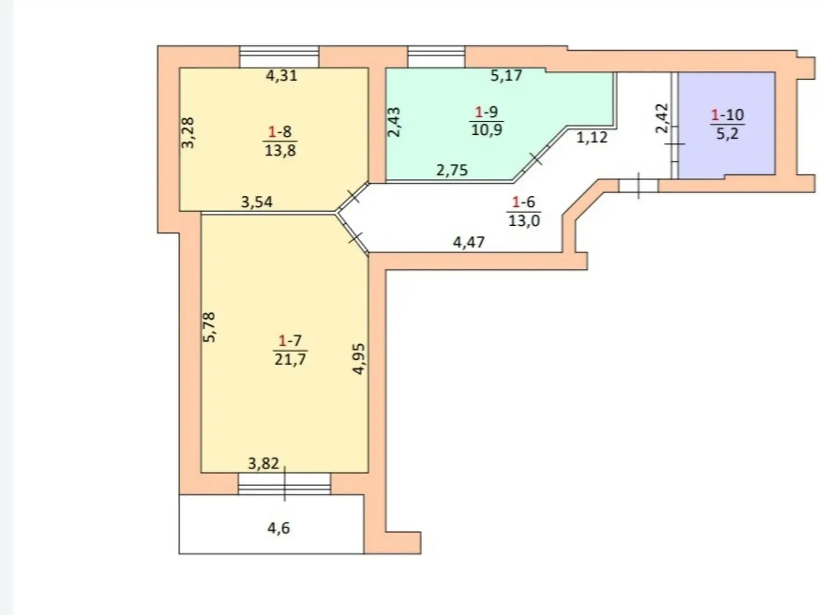 2-кімнатна квартира 74 кв. м у Тернополі, вул. Гайова, 7