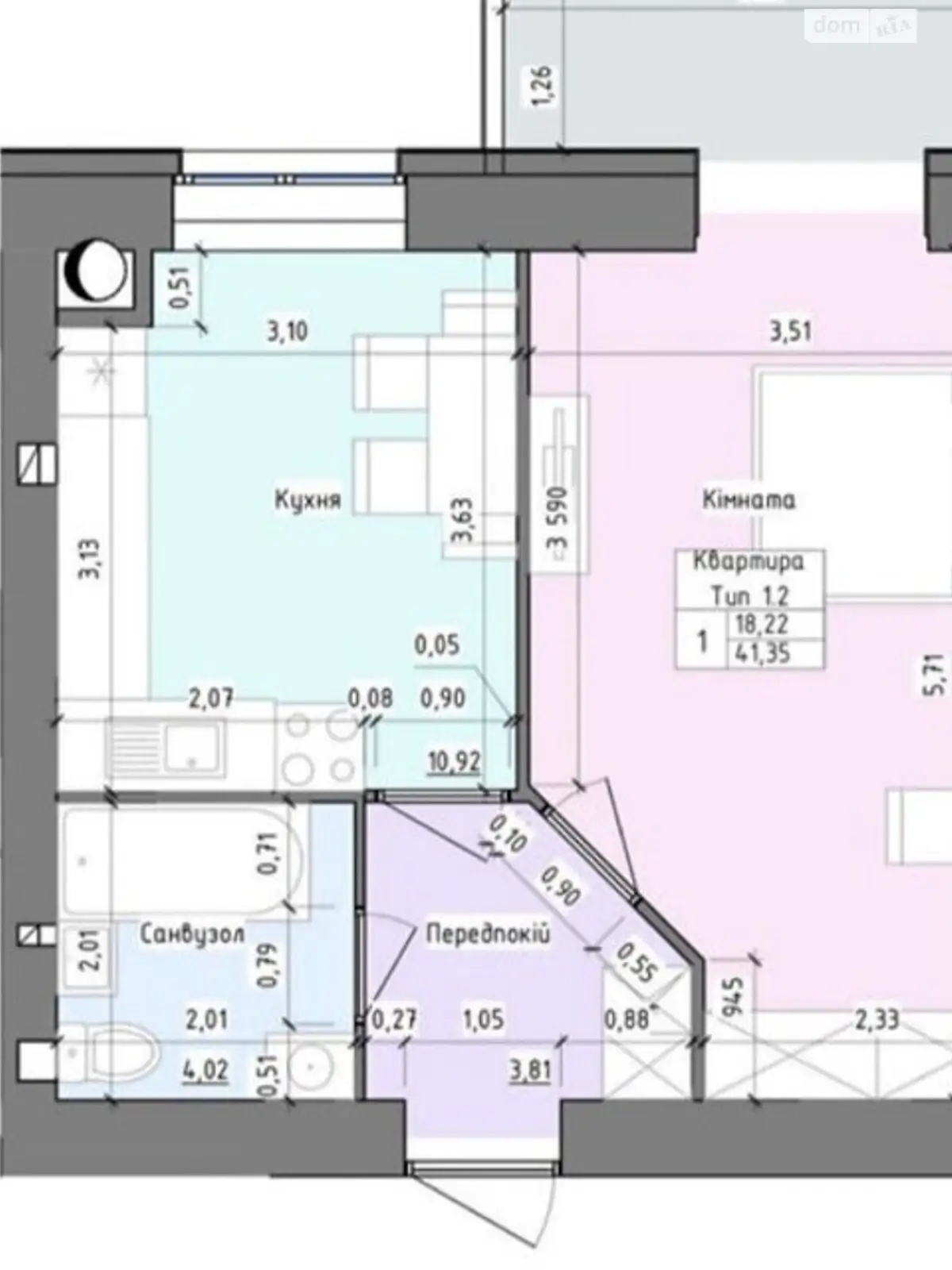 Продается 1-комнатная квартира 41 кв. м в Хмельницком, Старокостянтиновское шоссе