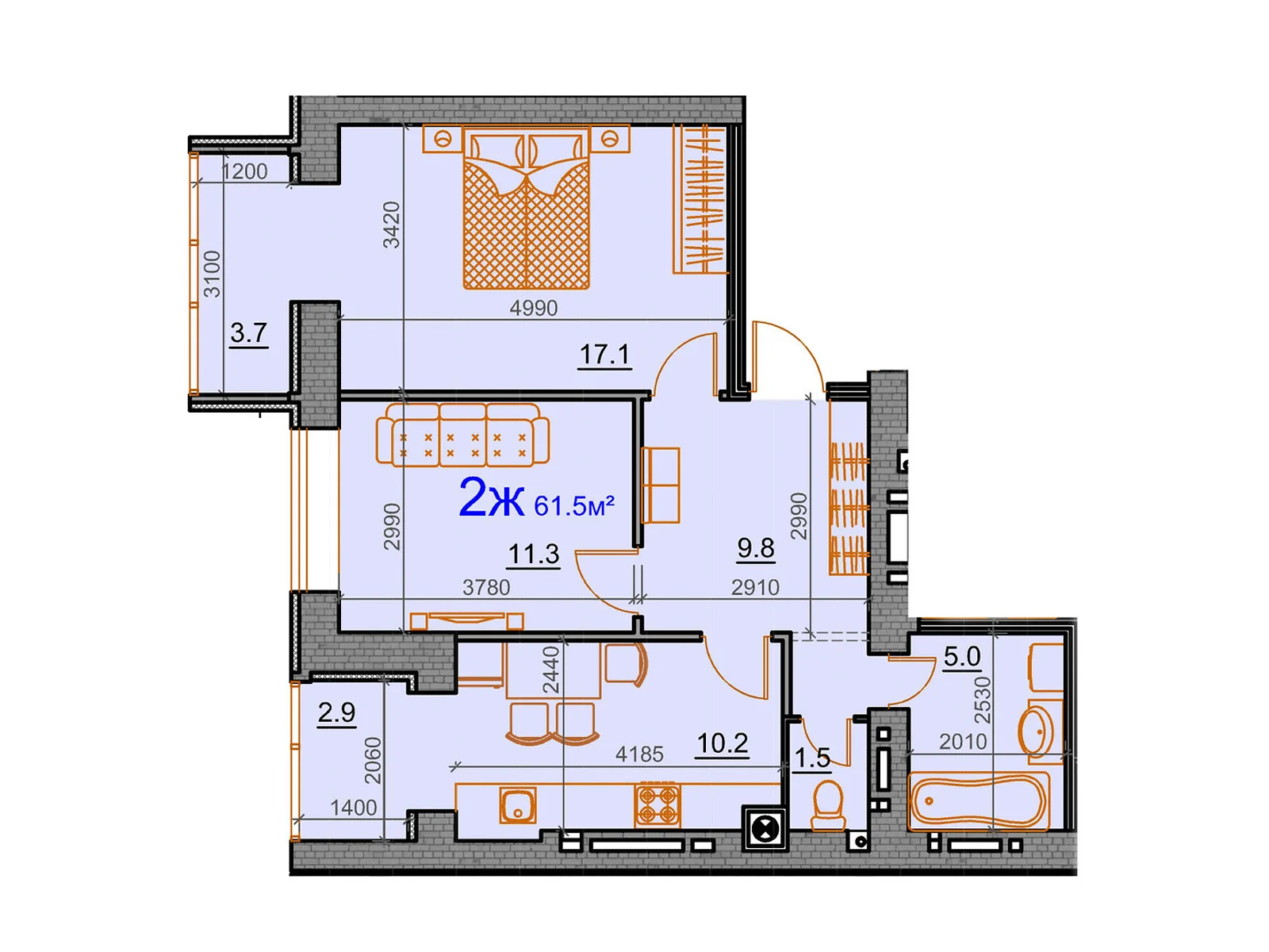 Продается 2-комнатная квартира 61.5 кв. м в Николаеве, цена: 41820 $