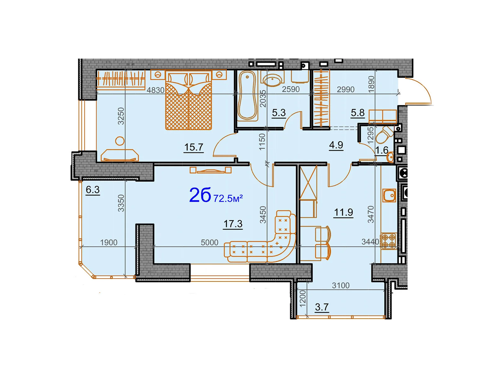 Продається 2-кімнатна квартира 72.5 кв. м у Миколаєві, вул. Курортна