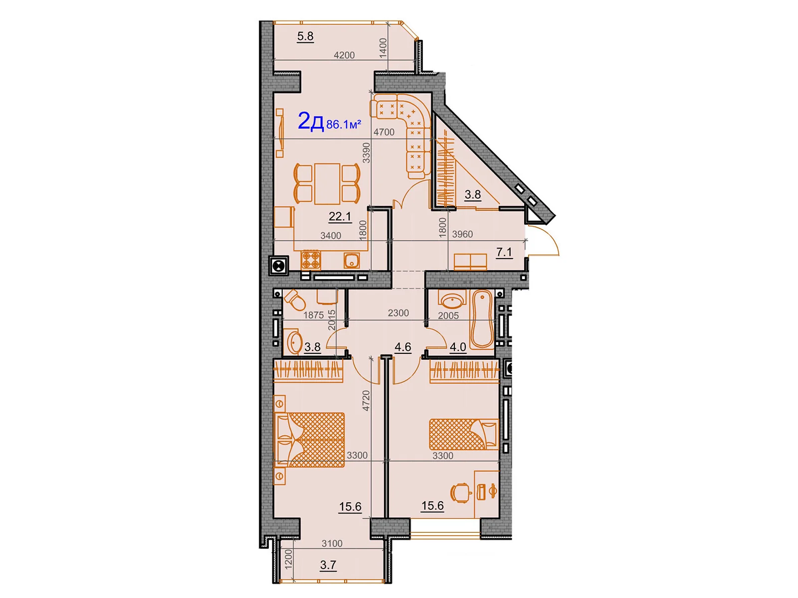 Продається 2-кімнатна квартира 86.1 кв. м у Миколаєві, вул. Курортна - фото 1