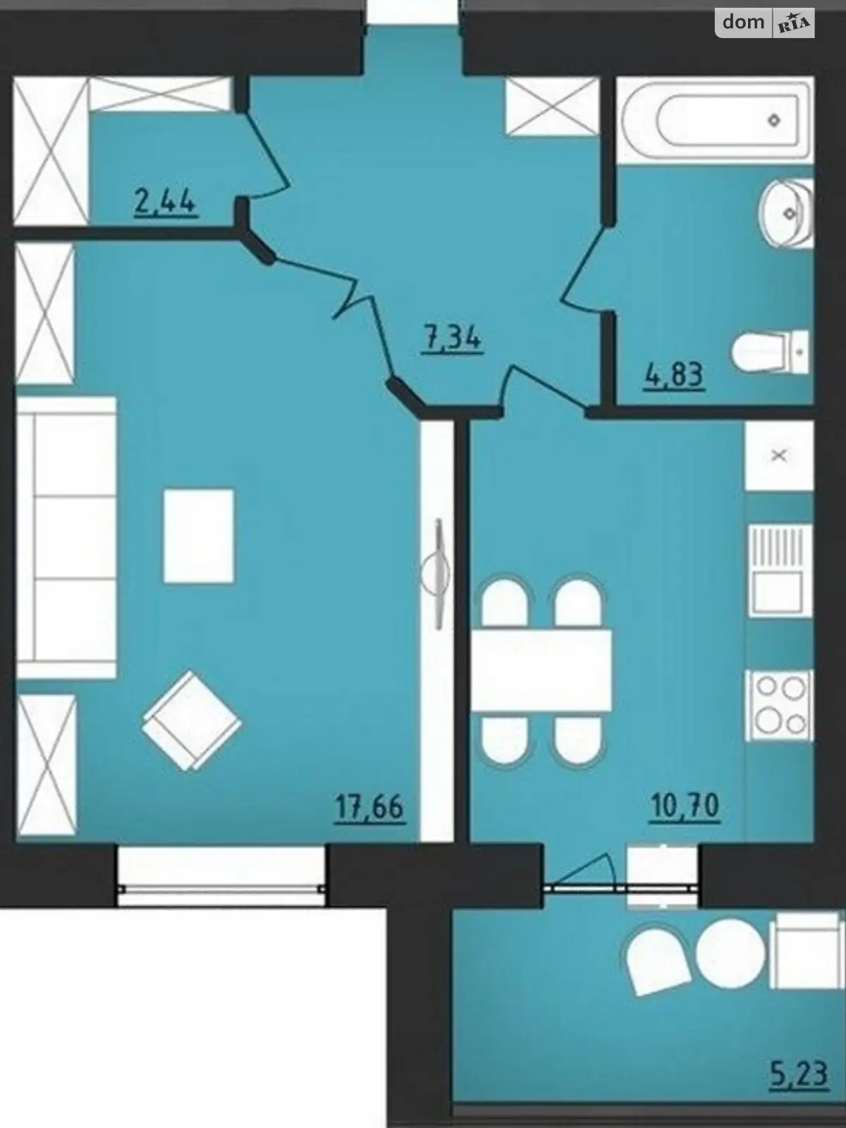 Продается 1-комнатная квартира 52 кв. м в Хмельницком, ул. Тернопольская, 34А