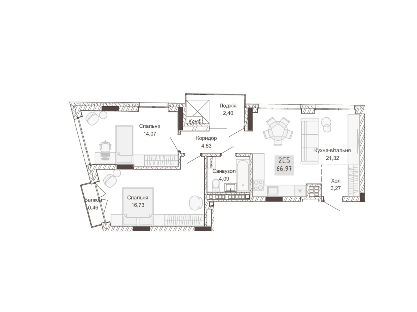 Продается 2-комнатная квартира 66.97 кв. м в Ровно, цена: 110600 $