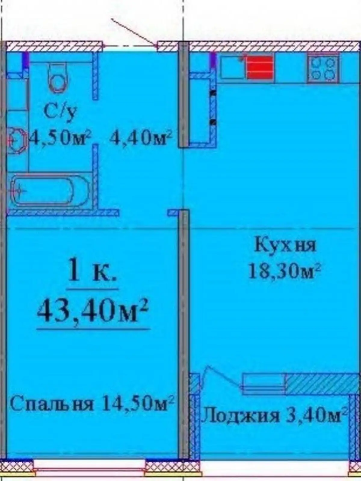 Продається 1-кімнатна квартира 44 кв. м у Одесі, вул. Жаботинського