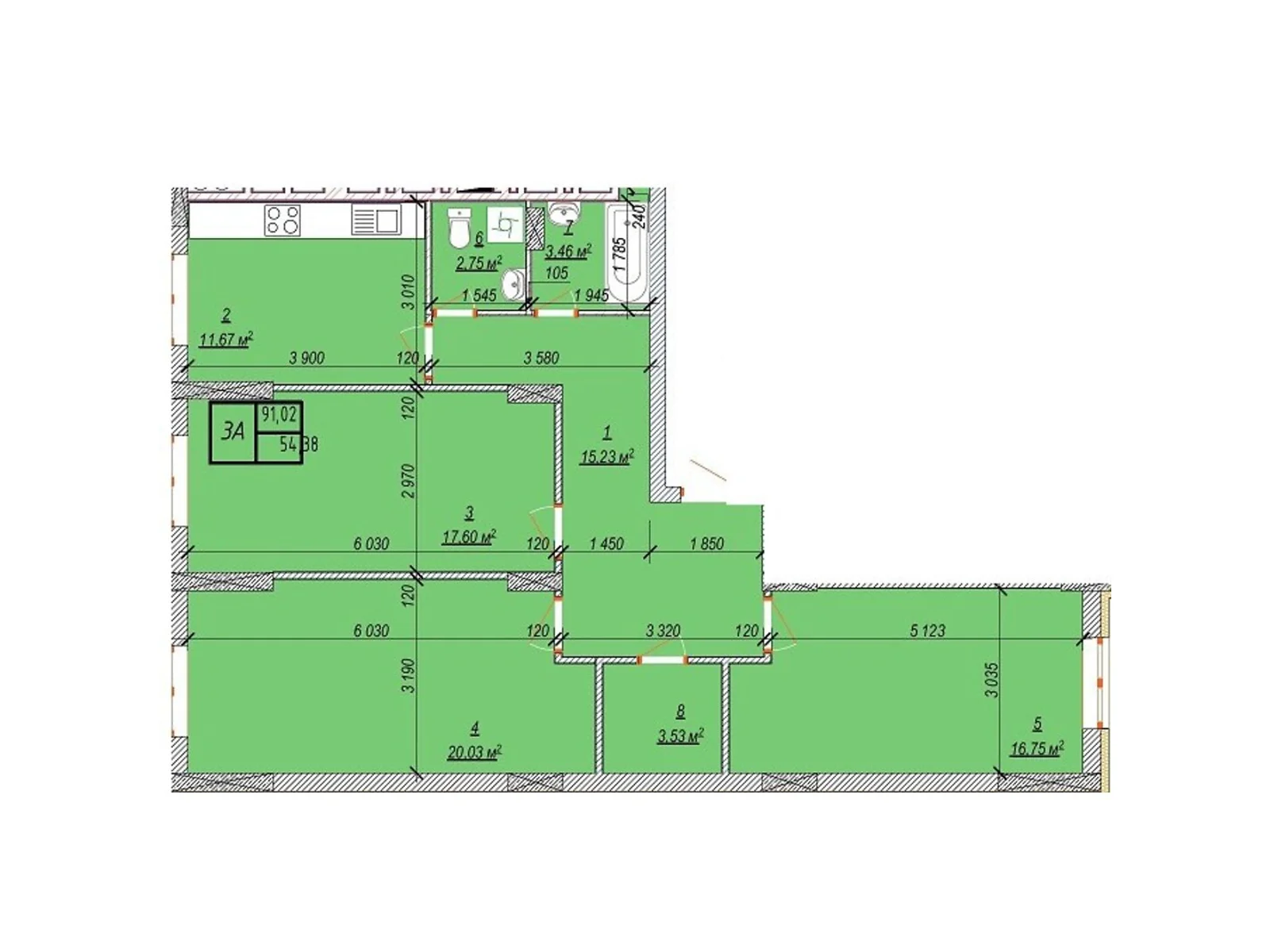 Продается 3-комнатная квартира 91.02 кв. м в Хмельницком, ул. Свободы, 12