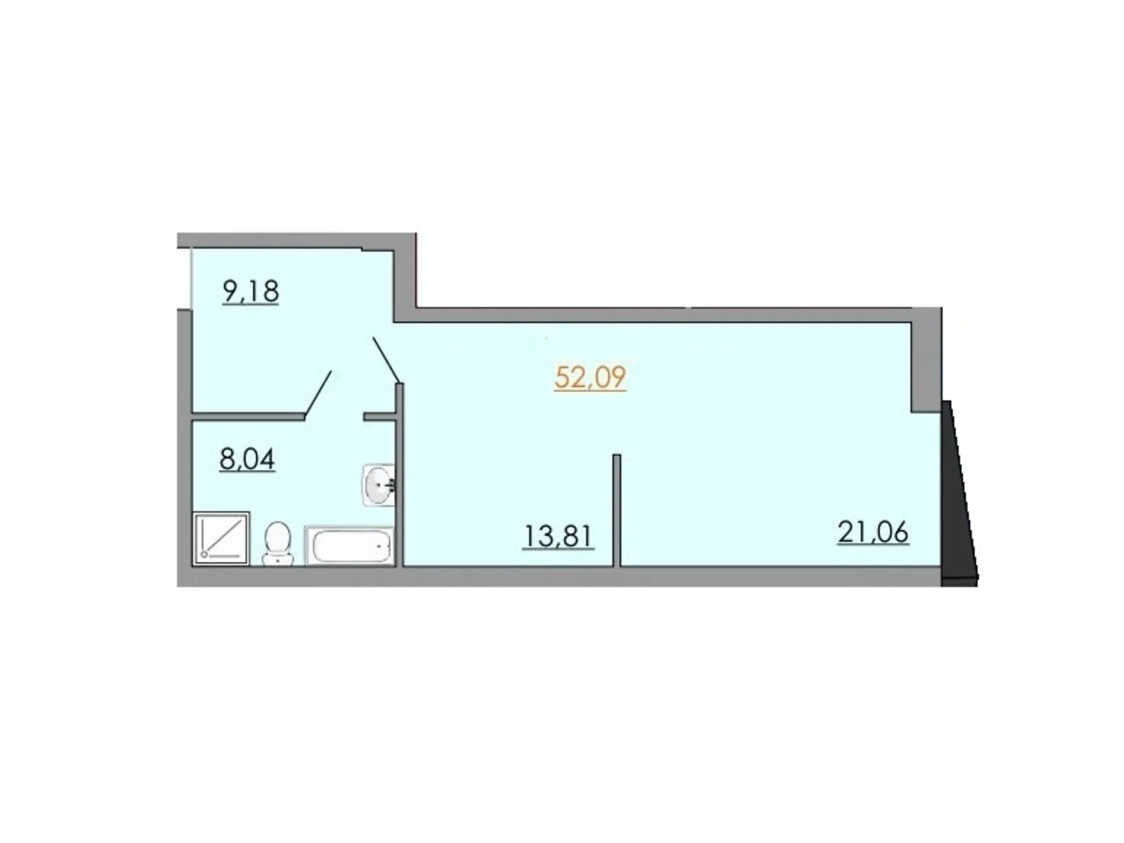 Продается 1-комнатная квартира 52.09 кв. м в Житомире, ул. Вячеслава Липинского