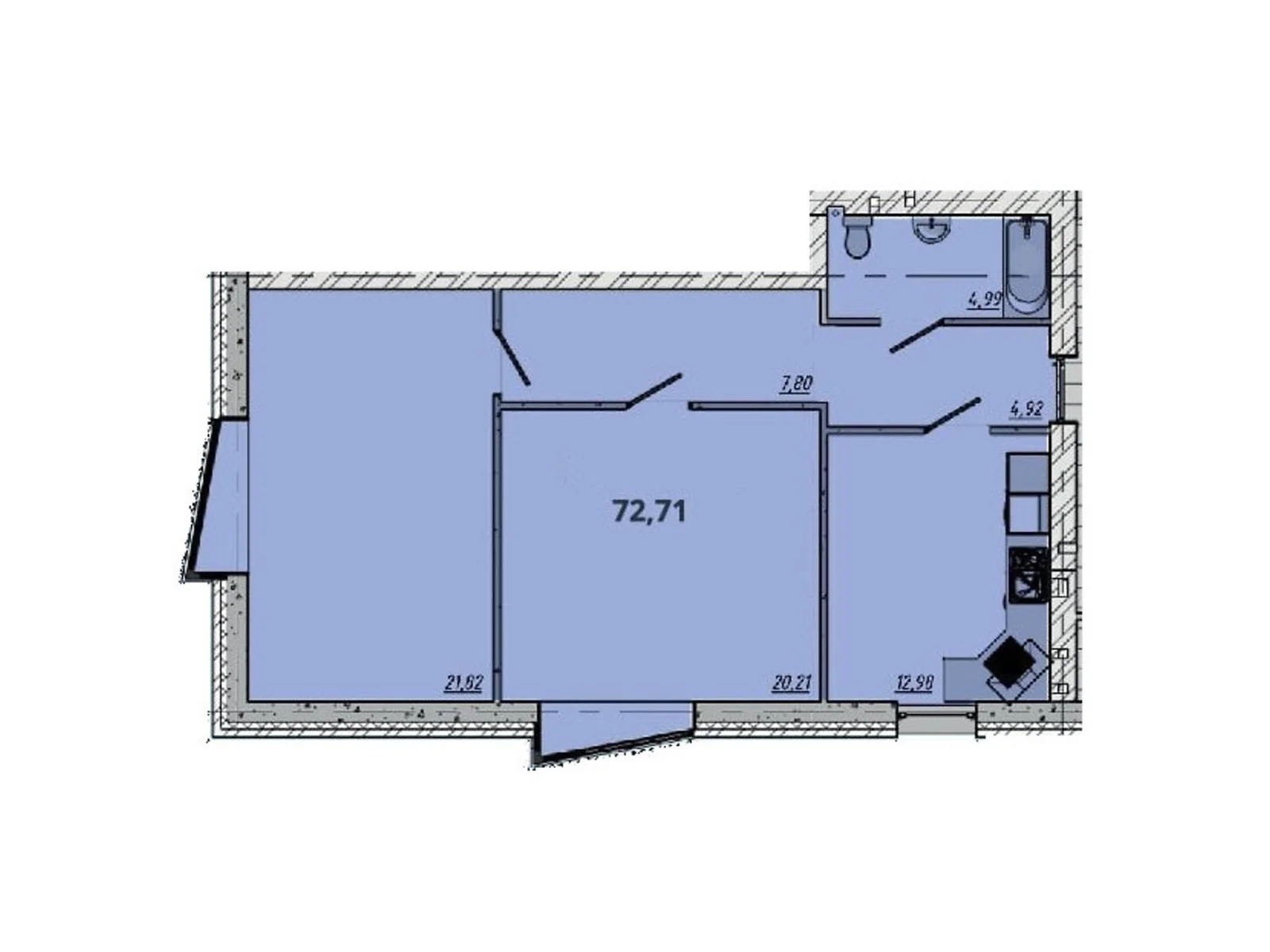 Продается 2-комнатная квартира 72.71 кв. м в Житомире, цена: 66249 $