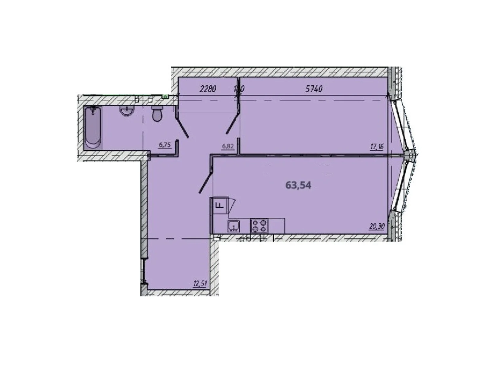 Продается 2-комнатная квартира 63.54 кв. м в Житомире, цена: 48632 $