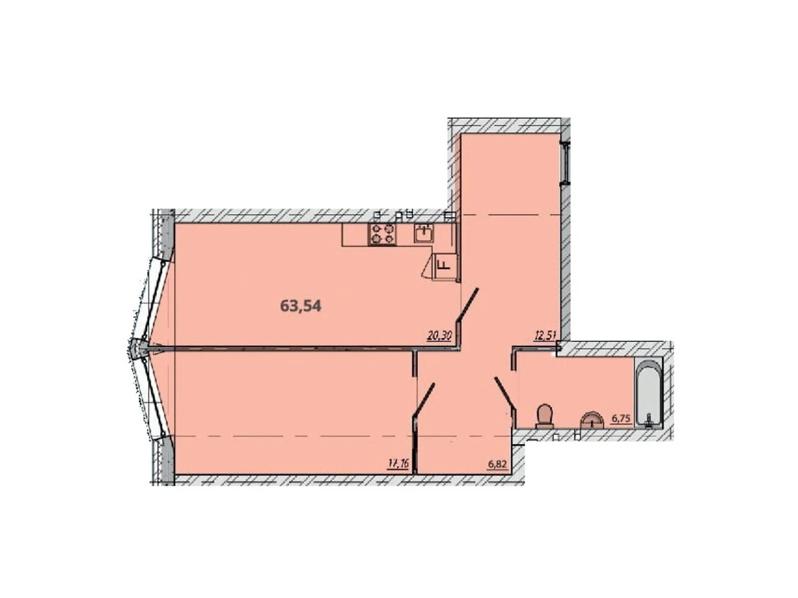 Продается 1-комнатная квартира 63.54 кв. м в Житомире, цена: 57894 $