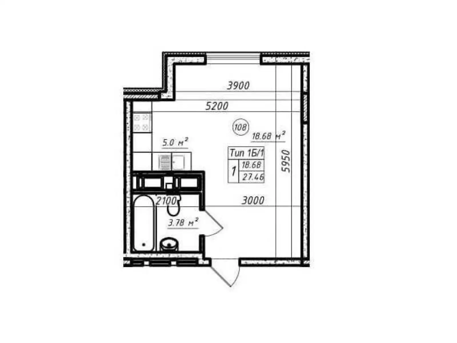 Продається 1-кімнатна квартира 27 кв. м у Києві, цена: 41200 $ - фото 1