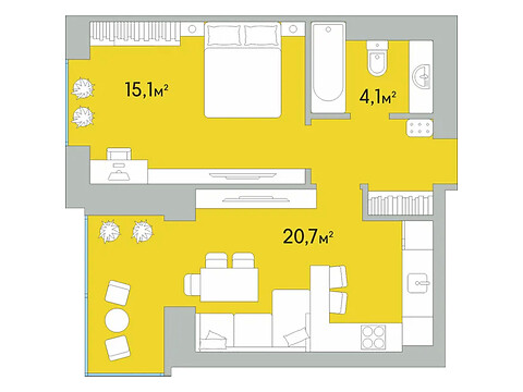 Продается 1-комнатная квартира 44.2 кв. м в Луцке, цена: 32926 $