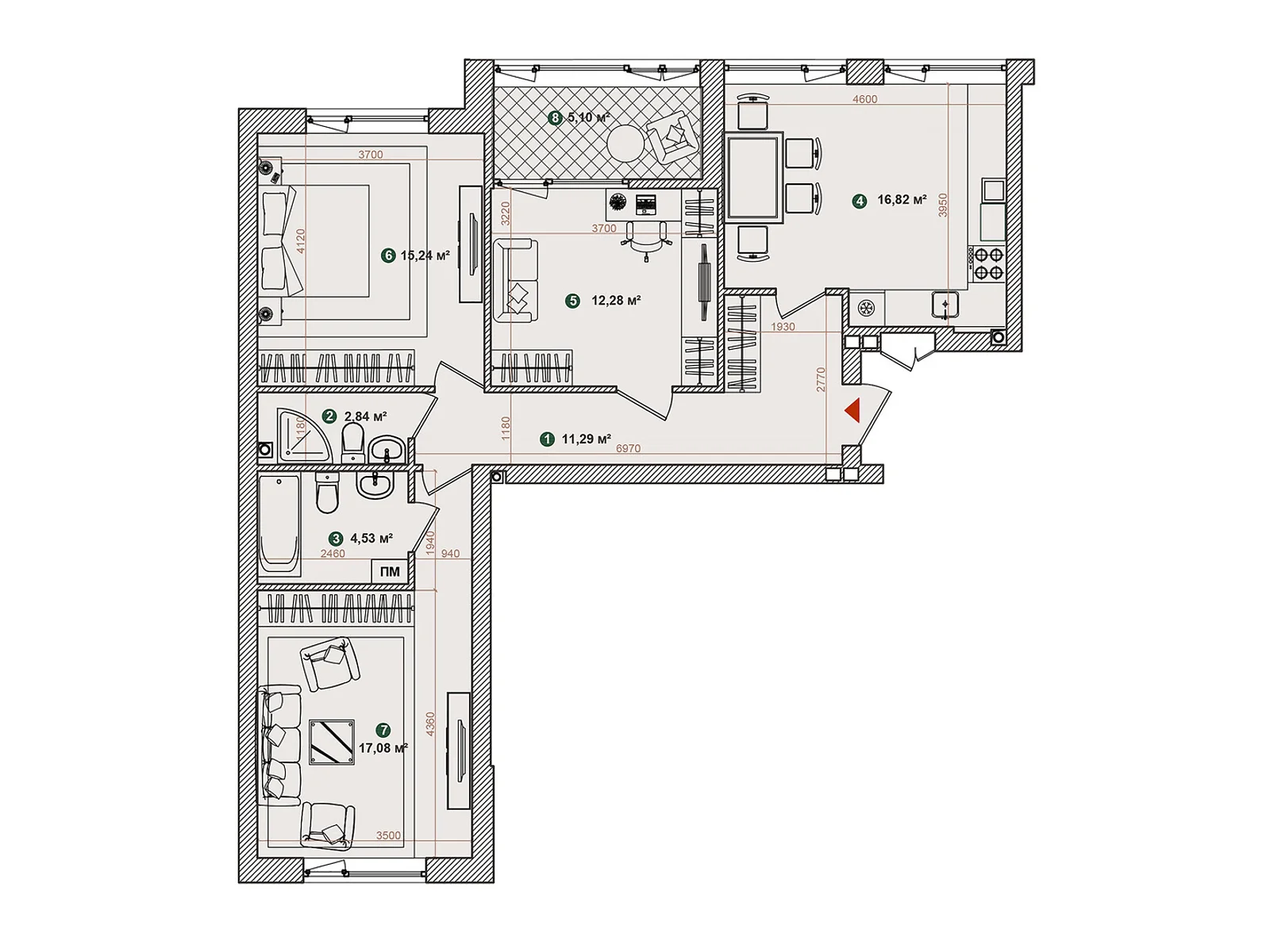 Продается 3-комнатная квартира 85.18 кв. м в Киеве, ул. Днепроводская, 1 - фото 1