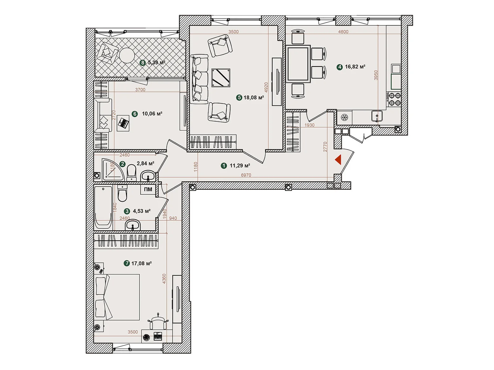 Продается 3-комнатная квартира 86.09 кв. м в Киеве, ул. Днепроводская, 1