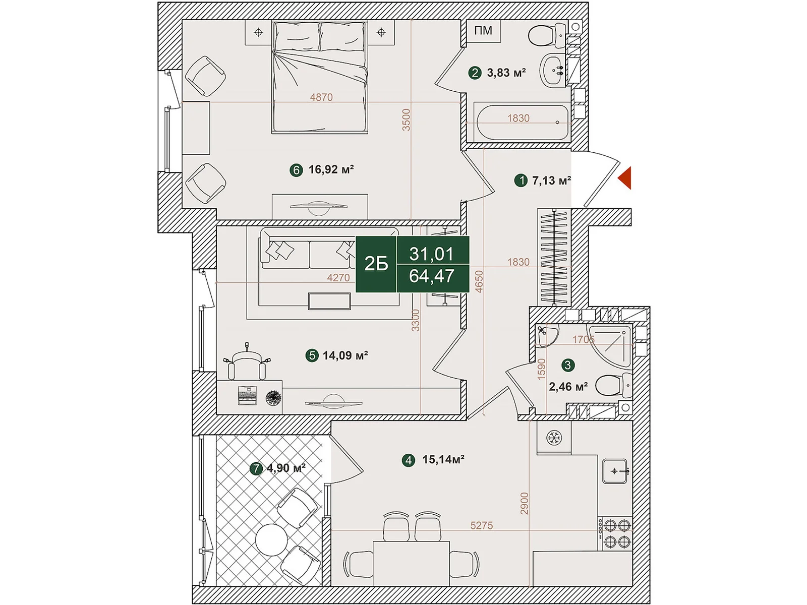 Продается 2-комнатная квартира 64.47 кв. м в Киеве, ул. Днепроводская, 1 - фото 1